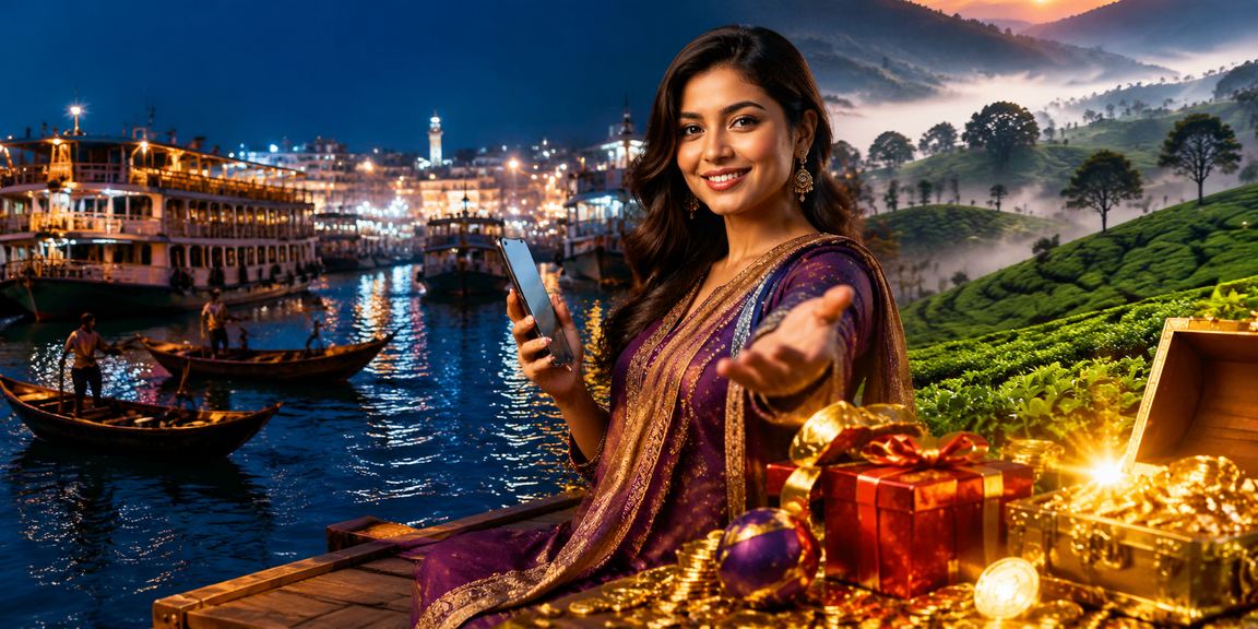 ঢাকায় চা বাগানের পটভূমিতে রেজিস্ট্রেশন বোনাস সম্পর্কে জানছেন একজন ব্যবহারকারী